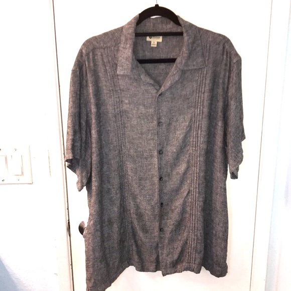 Gray Marled Linen Blend Haggar Clothing Button Down Size XL - Picture 1 of 7